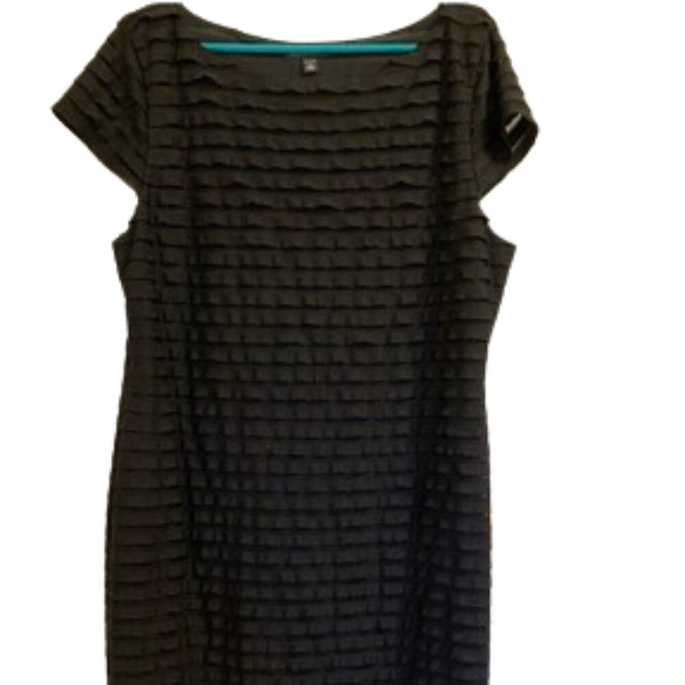Banana Republic Women's Dress Sheath Black Tiered Ruffle SS Lined Stretch, XL - Picture 5 of 8